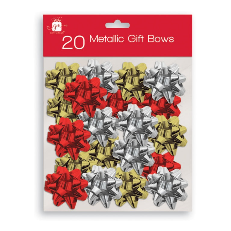 I G Design Gold, Silver, Red Bows Pack 20