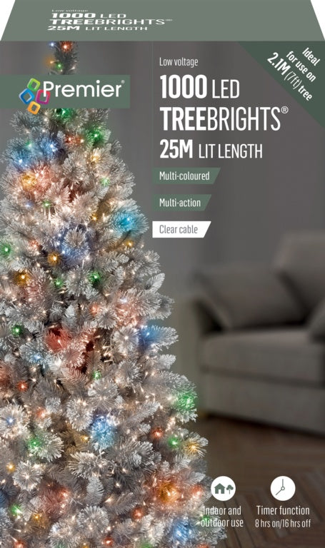 Premier Multi Action Treebrights With Timer 1000 LED Multi /Clear