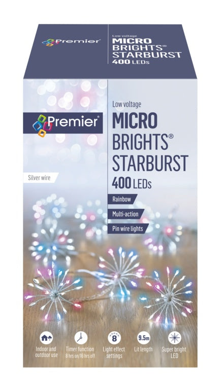 Premier 400 LED Multi Action Starburst Stringlights Rainbow