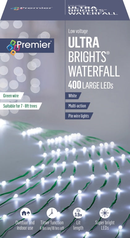 Premier 400 LED Ultrabrights Waterfall White 2.5m