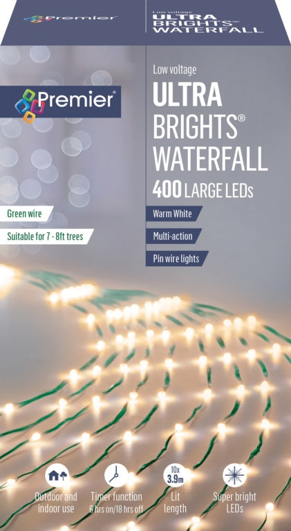 Premier 400 LED Ultrabrights Waterfall White 2.5m