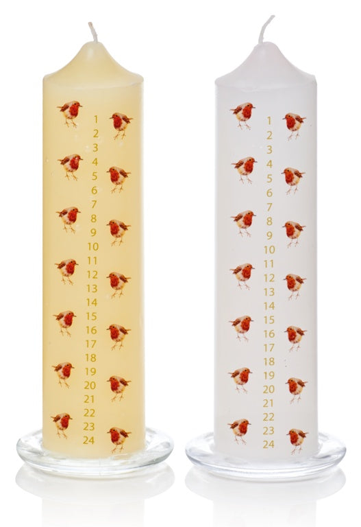 Premier Robin Pattern Advent Candle Assorted 20 x 5cm