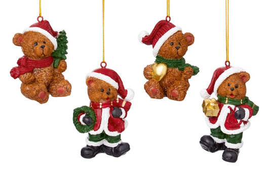 Premier Bear Santa Decoration 7 x 5cm Assorted