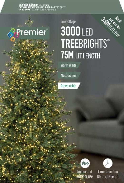 Premier Multi Action Treebrights With Timer 3000 LED Warm White/Green