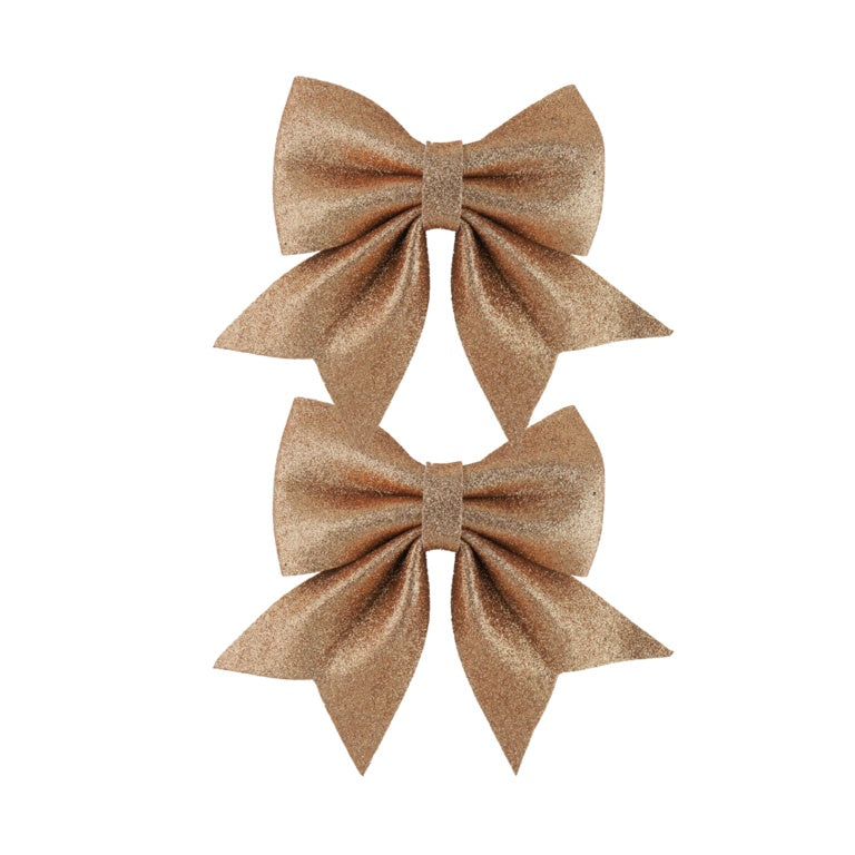 Davies Products 2 Luxury Glitter Bows 12 x 13cm Red Gold