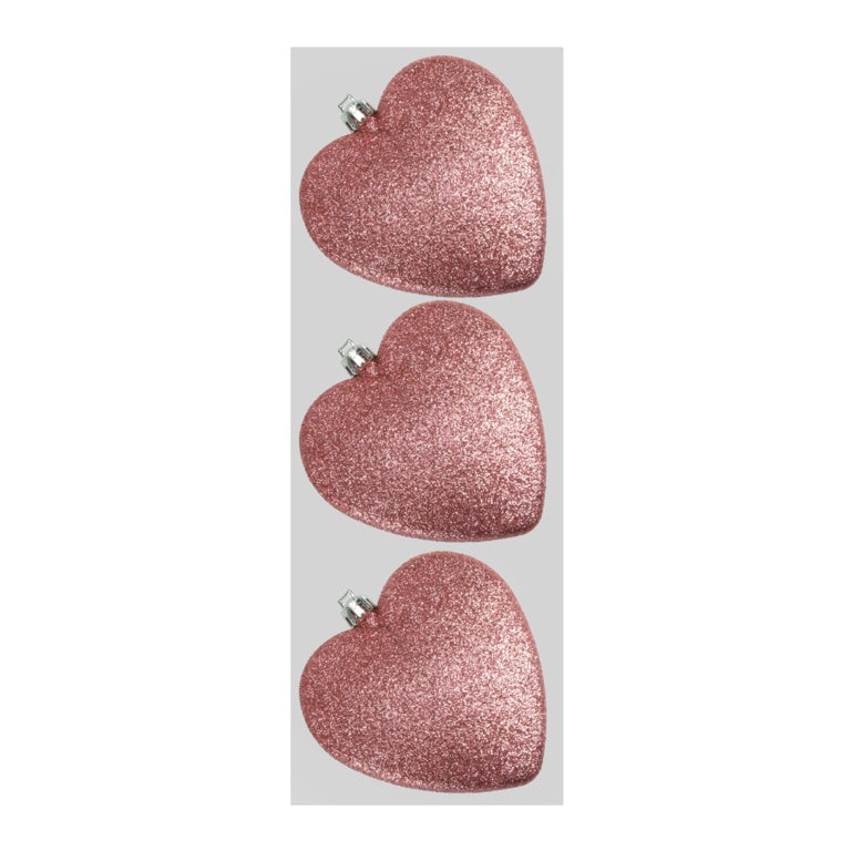 Davies Products Glitter Hearts x 3 9cm Blush