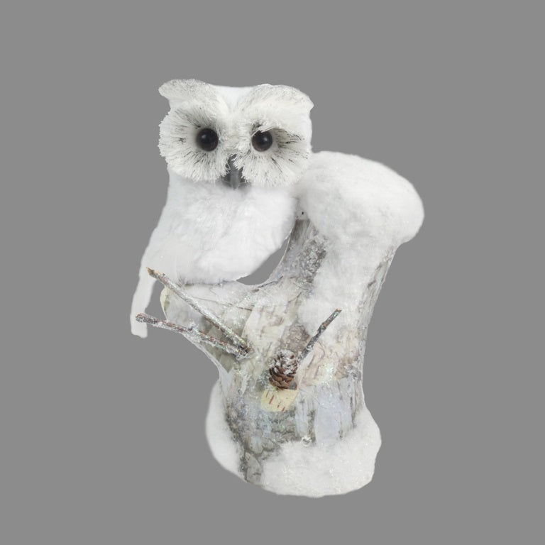 Davies Products Flocked Owl On Branch 23cm