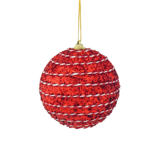 Davies Products Candy String Glitter Bauble 10cm White