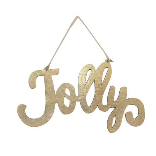 Davies Products Metallic Fabric Jolly Sign 20cm Gold