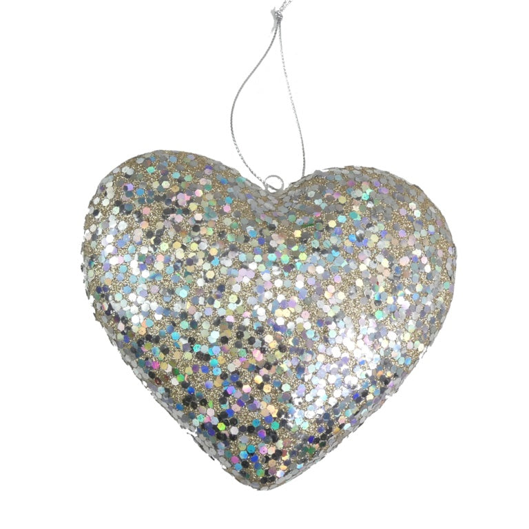 Davies Products Solid Glitter Heart 13.5cm Champagne