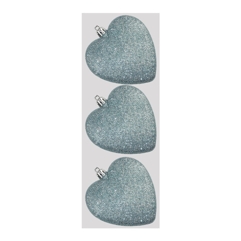 Davies Products Glitter Hearts x 3 9cm Ice