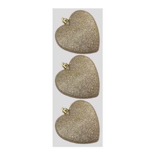 Davies Products Glitter Hearts x 3 9cm Ice