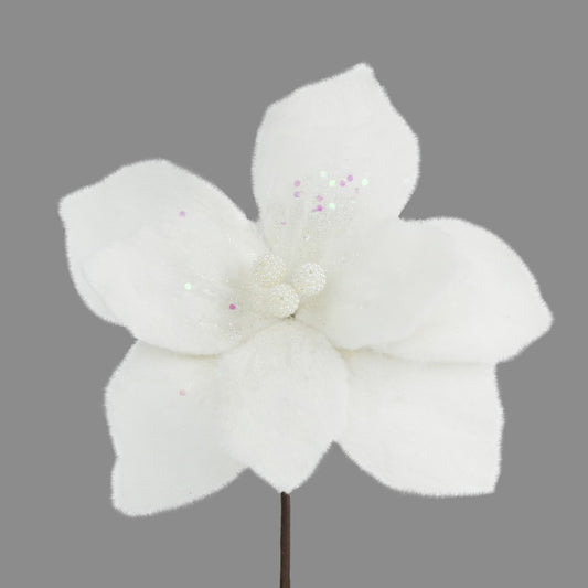 Davies Products Fur Flower Pick 24cm White