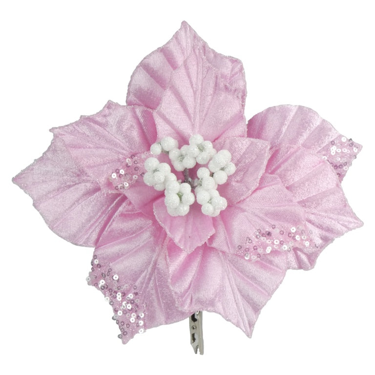 Davies Products Clip-On Velvet Poinsettia 22cm Pink