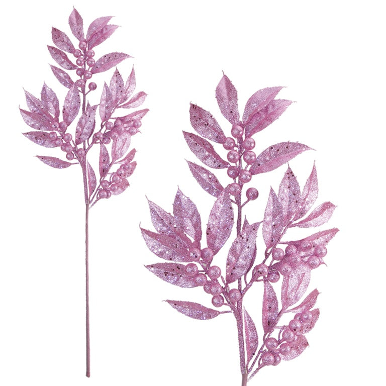 Davies Products Luxury Laurel & Berry Glitter Stem Pink