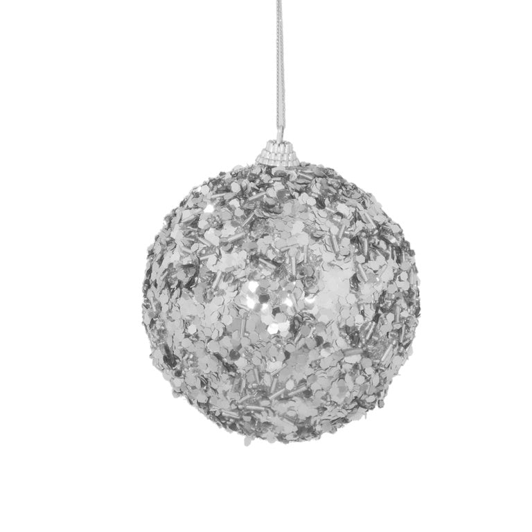 Davies Products Maxi Sequin Bauble 10cm  Silver