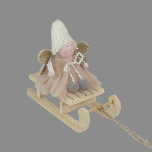 Davies Products Pink Girl On Sleigh 14 x 16cm