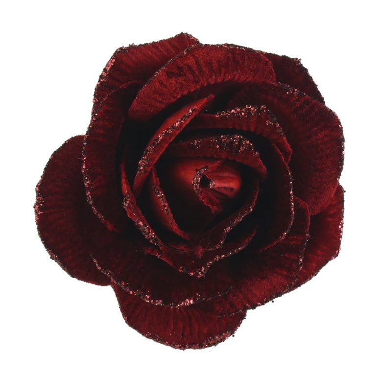 Davies Products Clip-On Velvet Rose 15cm Dark Red