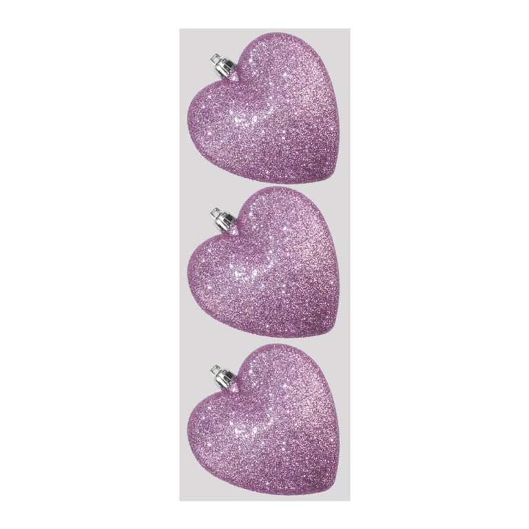 Davies Products Glitter Hearts x 3 9cm Lilac