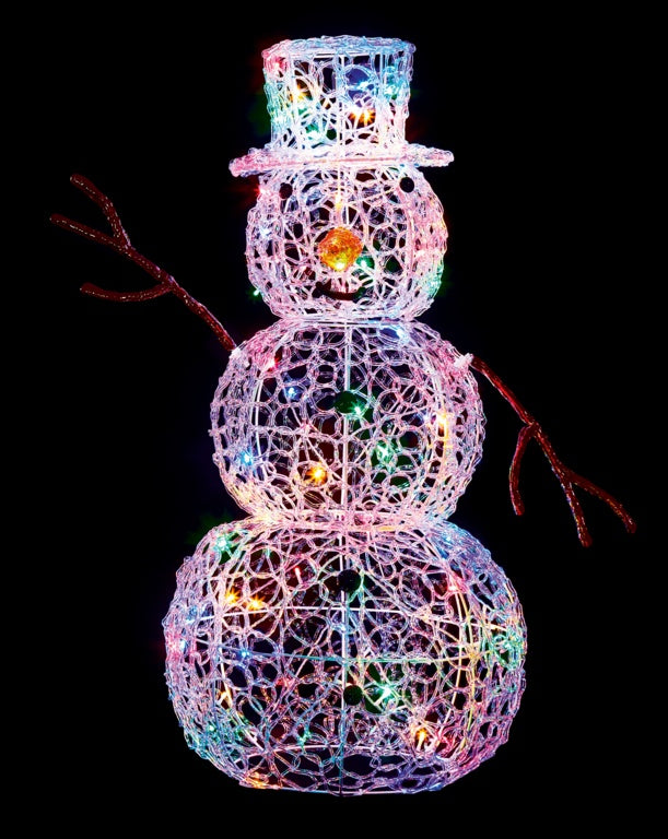 Premier Multi Action Lit Snowman 90cm 80 Multi Coloured LEDs