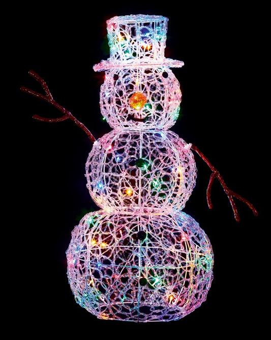 Premier Multi Action Lit Snowman 90cm 80 Multi Coloured LEDs