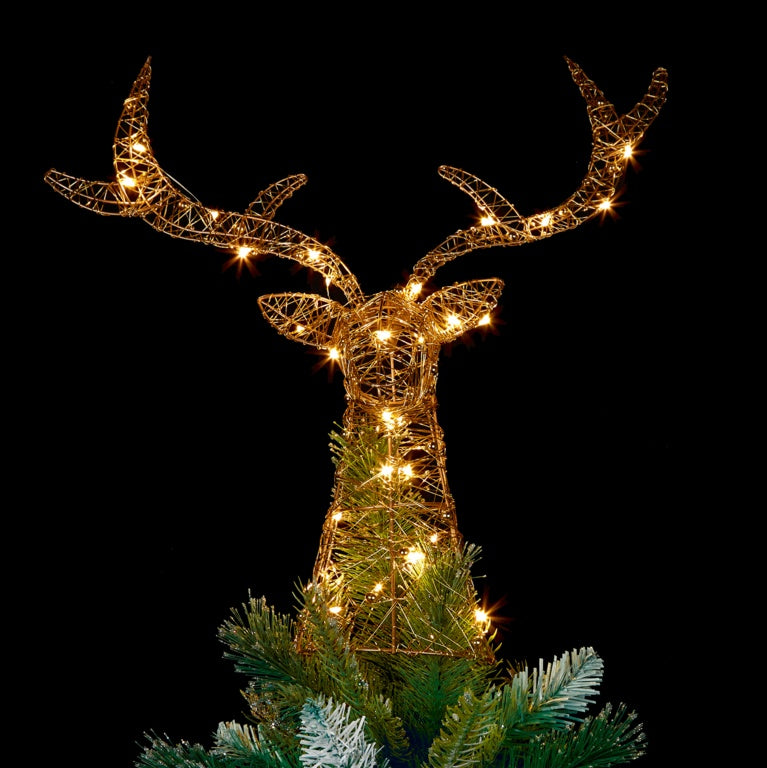 Premier Lit Stags Head Rose Gold Warm White LEDs 42cm