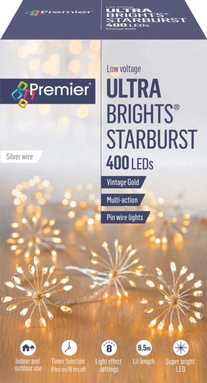 Premier Multi Action Starburst Stringlight Vintage Gold 400 LEDs