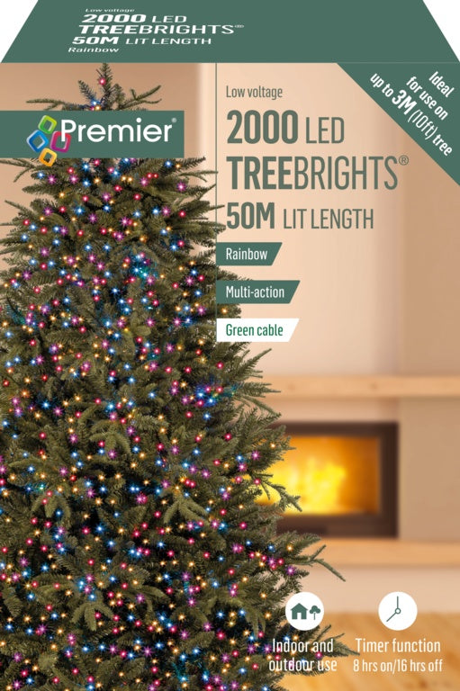 Premier Multi Action Treebrights With Timer 2000 LED Rainbow /Green