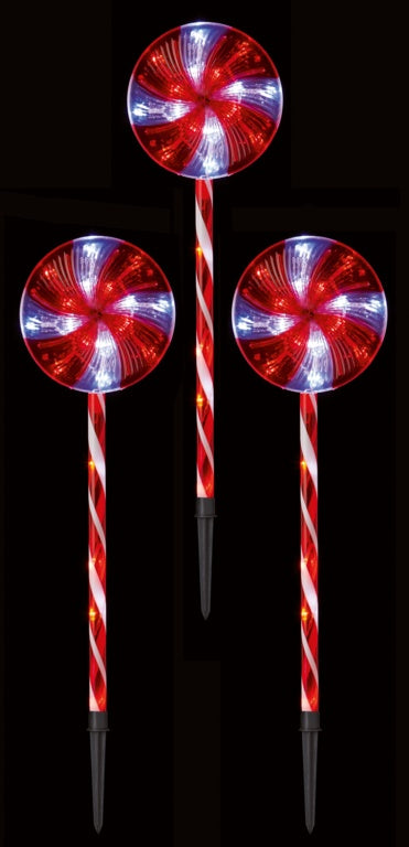 Premier Lollipop Path Light 8 Red White 70cm