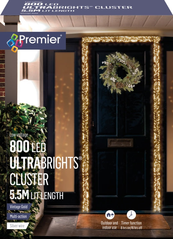 Premier 800 LEDs Ultra Bright Cluste 5.5m Vintage Gold