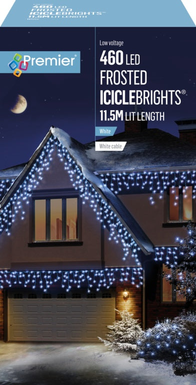 Premier Multi Action Frosted Cap Icicles White 460 LED