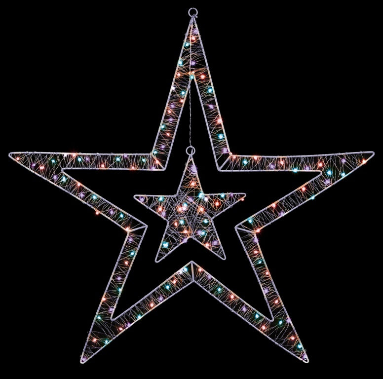 Premier White Double Star 80cm 140 Rainbow LEDs