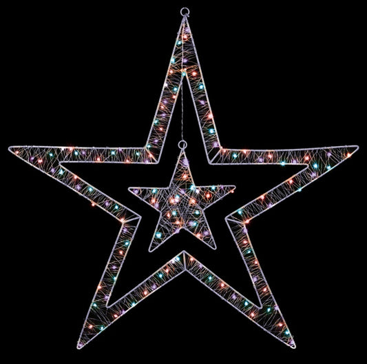 Premier White Double Star 80cm 140 Rainbow LEDs