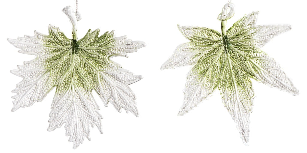 Premier Acrylic White Green Leaf Frost 12cm