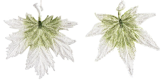 Premier Acrylic White Green Leaf Frost 12cm