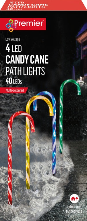 Premier Candy Cane Path Light Multi Pk4 62cm