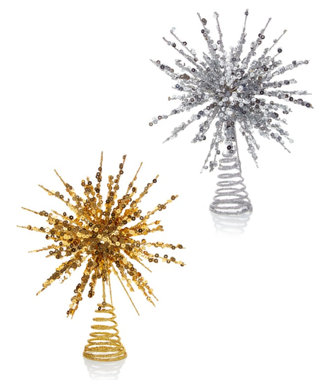 Premier Spiky Sequin Tree Top 24cm Gold & Silver