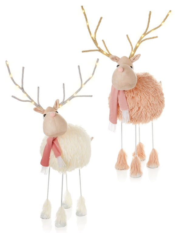 Premier Cream Pink Fur Wobbly Reindeer Antler 65 x 30cm