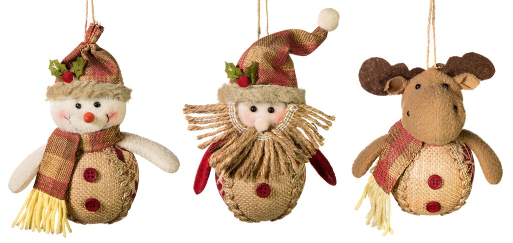 Premier Jute Reindeer Santa Snowman 15.5cm