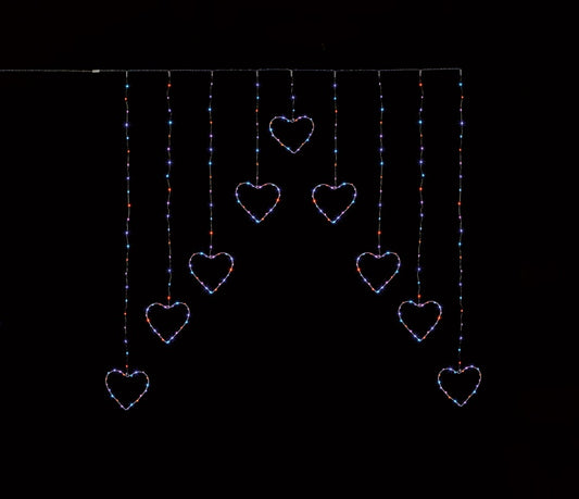 Premier Heart Shape V Curtain Rainbow LED 1.2m