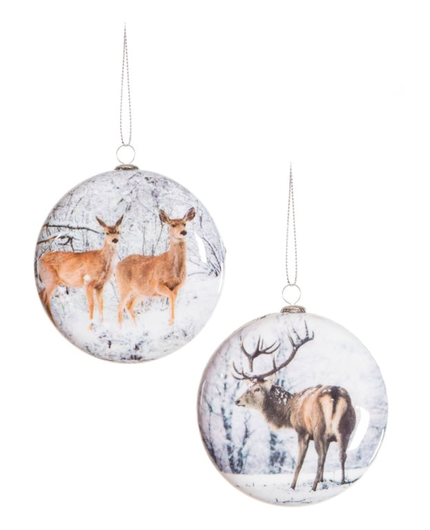 Premier 4 Piece Set Reindeer Decoupage Bauble 80mm