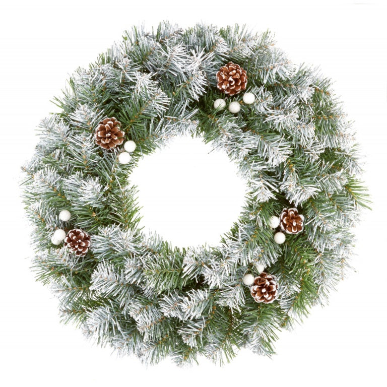 Premier Snow Tipped Wreath Berry & Cone 50cm