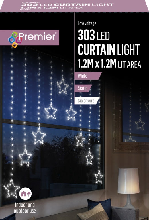 Premier Pin Wire Star V Curtain 1.2m 303 Rainbow LEDs