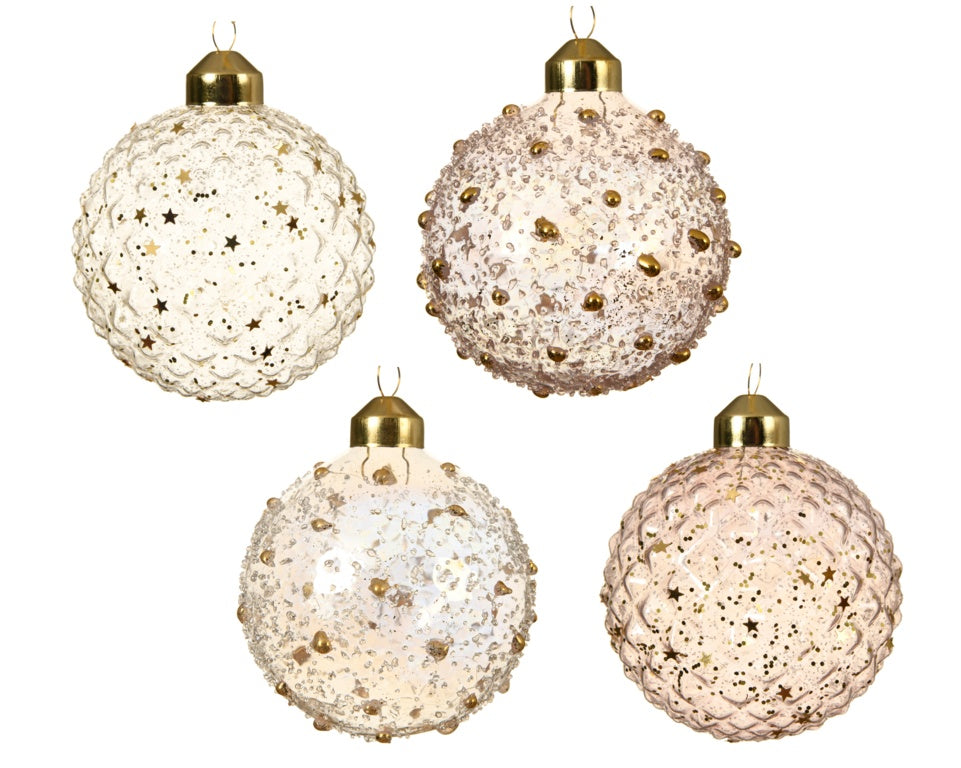 Kaemingk Glass Bauble Iris Glitter Dots 8cm