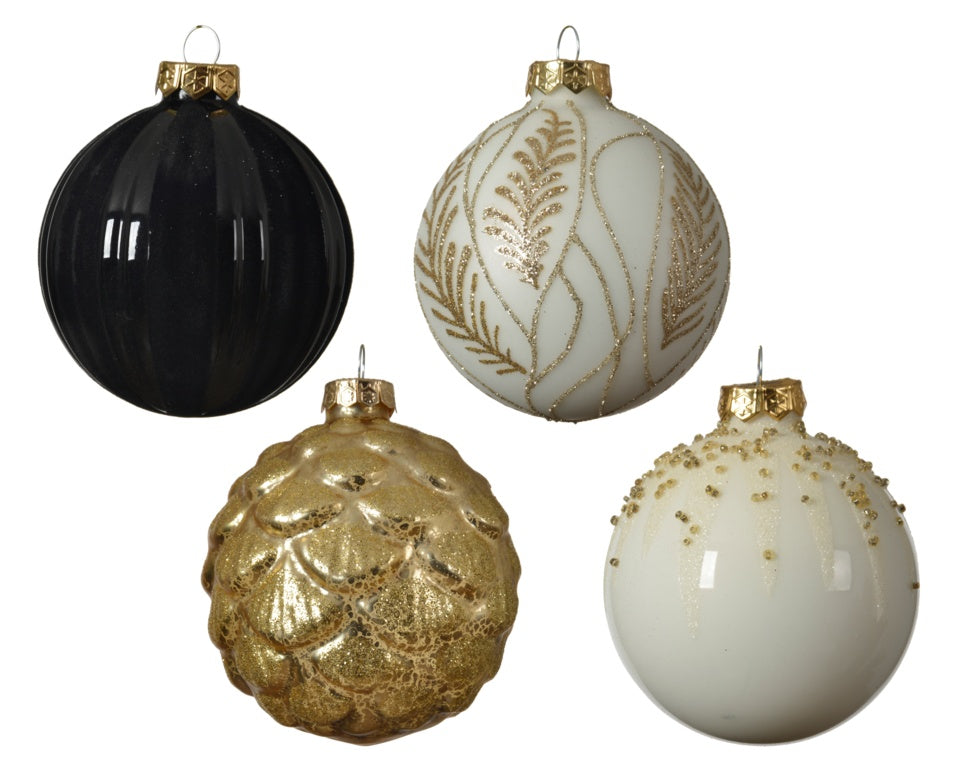 Kaemingk Glass Bauble Wool White/Colour 8cm Assorted