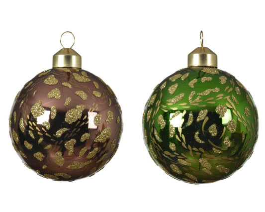 Kaemingk Glass Bauble Gold Spots 8cm Assorted