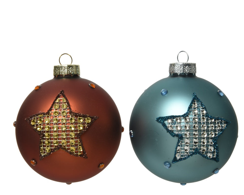 Kaemingk Glass Bauble Matt Glitter Diamond 8cm Assorted