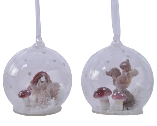 Kaemingk Glass Bauble Squirrel Mushroom 8cm