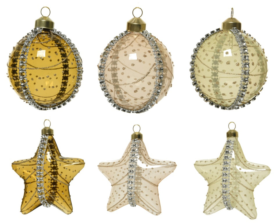 Kaemingk Glass Bauble Trans Diamonds 8cm Assorted