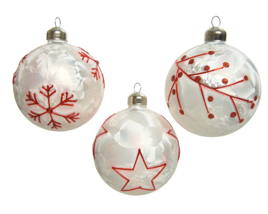 Kaemingk Glass Bauble Ice Laquer Star 8cm Assorted